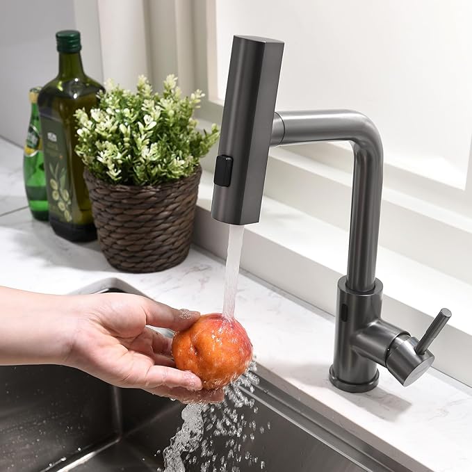GIMILI Black Stainless Touchless Kitchen Faucet with Pull Down Sprayer, 15” Hight Single Hole Handle Kitchen Sink Faucets