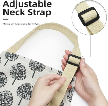 NLUS 2 Pack Waterproof Cooking Aprons, Adjustable Bib Soft Chef Apron with 2 Pockets for Men Women (Gray Stripe/Gray Trees)
