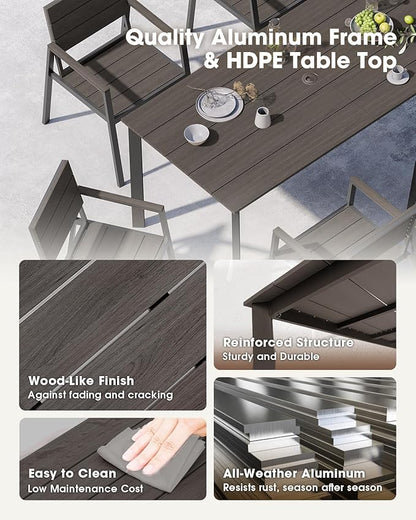 Outdoor Dining Chiars Set of 2, Aluminum Patio HDPS Outdooor Dining Chiars, All Weather Patio Furniture Set (Charcoal)