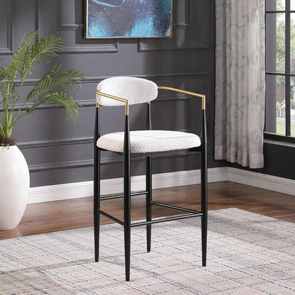 Padded Bar Stool Set with Backrest (2-Piece) — 29.75-inch seat Height fits Kitchen Islands 40.5 inches and Above, Supports up to 260 lbs. (Beige,Boucle)