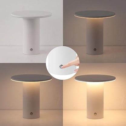 JONATHAN Y 7.5" White Modern Rechargeable Cordless LED Table Lamp Set of 2, Dimmable Touch Sensor Nightstand Mini Lamp for Dining Living Room, Frosted Diffuser JYL7158A-SET2