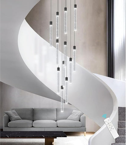 10-Lights Modern Chandelier for Staircase LED Dimmable Chandelier Crystal Chandelier Pendant Lights for High Ceiling Chandelier for Foyer