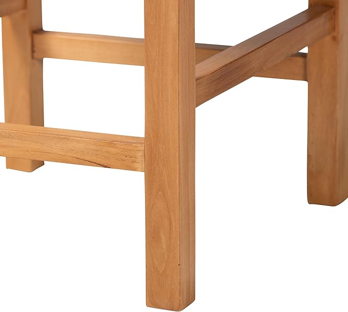 Bali & pari Pava Woven Seagrass Counter Stool - Solid Mahogany Wood Stool with Textured Back, Coastal Boho Seating for Kitchen Island, Counter Height