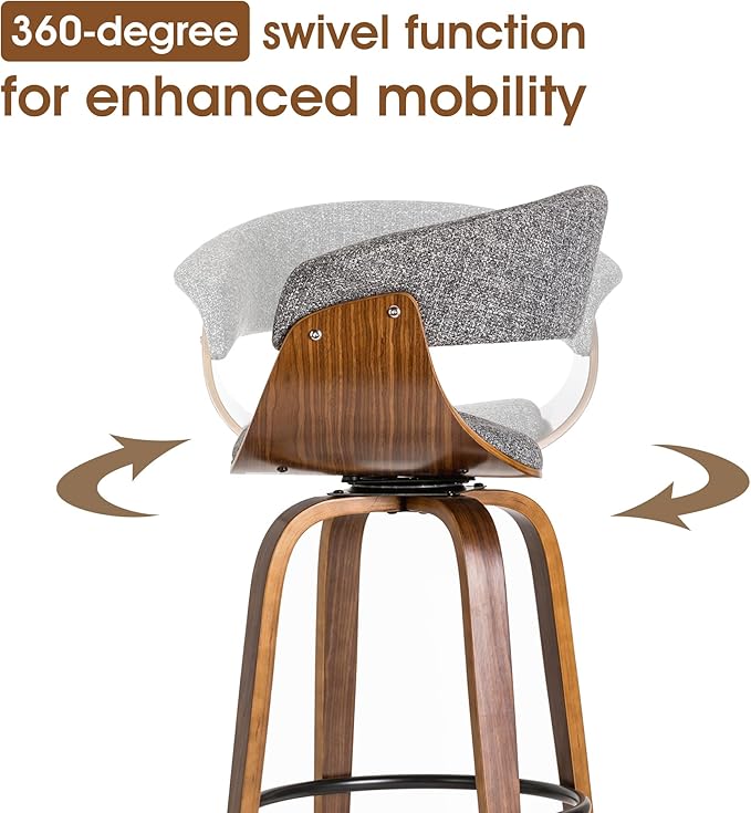 Glitzhome Bar Table and Chairs, Black Fabric Adjustable Swivel Bar Stools Set of 2, Square Black Cocktail Pub Table for Kitchen Island Bistro Office Living Room Dining Room Small Space Restaurant