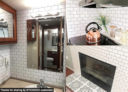 STICKGOO 1-Sheet Subway Tiles Self Adhesive Kitchen Splashbacks, Peel and Stick Wall Tile Stickers, Stick on Tiles Splashback (Black, Thicker Design)