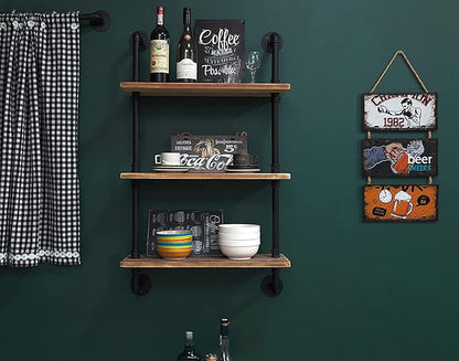 HDDFER Industrial Pipe Shelving Bathroom Shelves Over Toilet 24 Inch,Rustic Wall Shelves,Industrial Floating Shelves for Wall Pipe Shelf Farmhouse Shelf for Kitchen