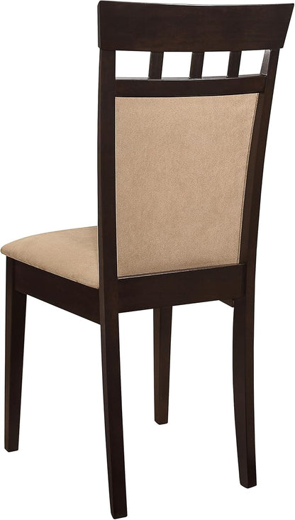 Coaster Home Furnishings - Gabriel - Wood & Fabric - Armless Dining Chairs with Geometric Wooden Back - Home Kitchen & Dining Room - Set of 2 - Cappuccino - 100773