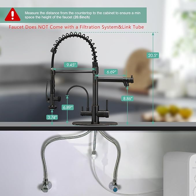 Fapully 3 in 1 Kitchen Faucet with Water Filler and Pull Down Sprayer, Oil Rubbed Bronze Commercial Kitchen Sink Faucet with Drinking Water Faucet for 1 or 3 Hole