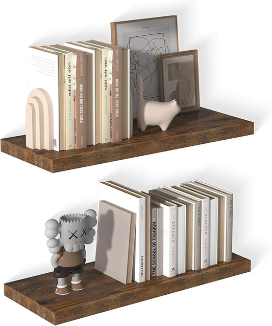 12 Inch Deep Floating Shelves for Wall 2 Pack Floating Shelfs Large Storage Space Wall Decor Display Shelf for Bathroom Living Room Bedroom Kitchen 30" W x 12" D x 1.2" H Rustic Brown