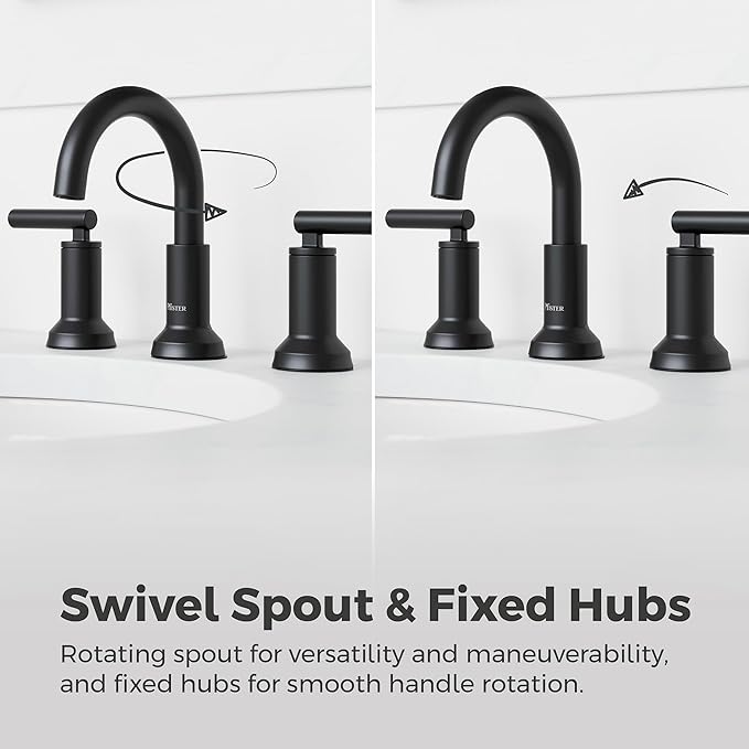 Pfister Capistrano Bathroom Sink Faucet, 8-Inch Widespread, 2-Handle, 3-Hole, NSF Certified, Spot Defense Matte Black Finish, LF049CSOSDB (Pack of 3)