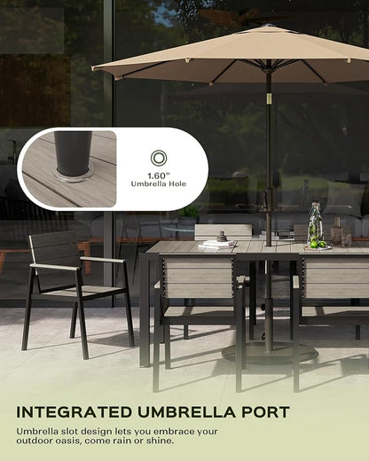 Vexwalx Outdoor Dining Chairs Set of 2, HDPS + Aluminum Patio Dining Chairs with Ergonomic Design and Wide Seat, 2 Piece Outdoor Chairs for Garden, Backyard, Deck (Gray)