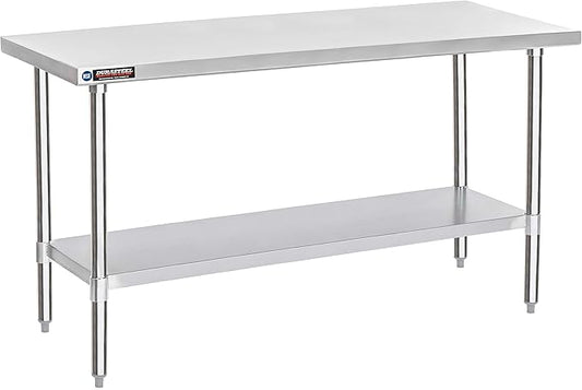 DuraSteel 30x72 Stainless Steel Prep Table - NSF Commercial Kitchen Metal Worktable - Large Laboratory Benches with Under Shelf - For Laundry Room, Kitchen, Garage, Restaurant