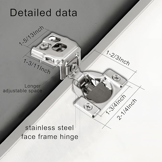 1-1/4 Inch Overlay Soft Close Cabinet Hinges, 2 Pack Slow Soft Close Hinges for Kitchen Cabinets Satin Nickel Hidden Self Closing Kitchen Cabinet Hinges for Cupboard