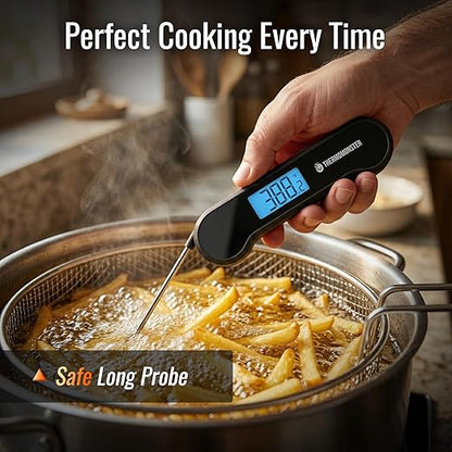 0.5 Sec Instant Read Meat Thermometer Digital with ±0.5℉ Precision, Food Thermometer for Cooking Kitchen Gadgets, Oven Grill Candy BBQ Essentials Accessories, Gifts for Him Dad Men Birthday, Black