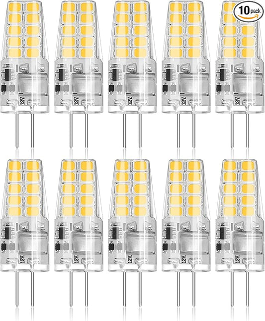 BUBO 10 Pack G4 LED Bulb 2W Equivalent 30W 3000K Warm White 250 Lumens 360°Beam Angle, T3 Halogen Bulb Replacement Landscape Bulbs, AC/DC 12V Led Lights G4 Bi-Pin Base for Outdoor Landscape Lighting