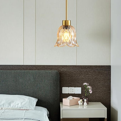 Pendant Lamp with Glass Shade, Modern Antique Brass Pendant Lights,Hanging Light Vintage Glass Shade, Island Light Pendant Light Fixture for Bedroom Living Room Kitchen