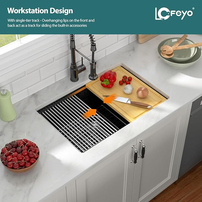 28x19 Inch Undermount Kitchen Sink, Matte Black Granite Composite Ledge Workstation Quartz Sink, Single Bowl Deep Under Counter Sink