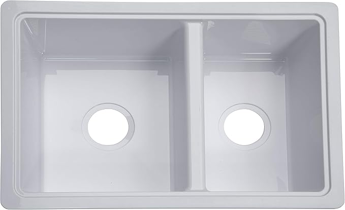 Lippert RV Double Kitchen Galley Sink - 25" x 17" x 6.6" - White — Durable, Space-Saving Sink for RVs and Manufactured Homes - Scratch-Resistant ABS Acrylic - Lightweight and Easy to Install — 809030