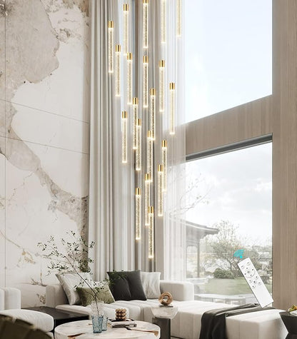 20-Lights Modern Led Crystal Chandeliers Long Large Spiral Chandeliers High Ceilings chandelier for Staircase Foyer