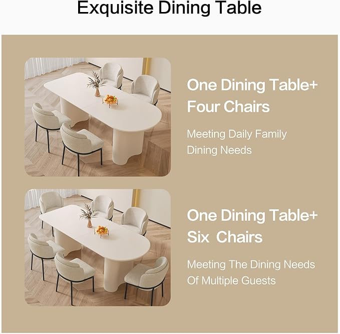 Dining Table Set for 8, Modern Kitchen Table with 8 Chairs, Dining Room Table Set for Kitchen,Dining Room,Home & Office (70.86" White Table with 8 Chairs)