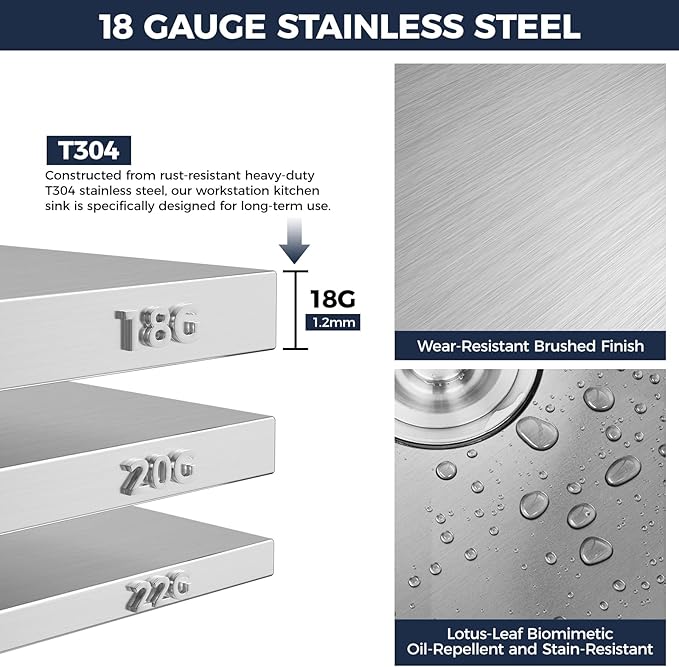 30 Inch Undermount Kitchen Sink - 30x19x9 Kitchen Sinks with Brushed, 18 Gauge 304 Stainless Steel Includes Drain Strainer, Deep Single Bowl Handmade Basin