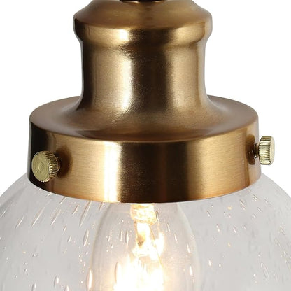 KSANA Pendant Lights Kitchen Island, Gold Seeded Glass Pendant Light Fixtures, Modern Adjustable Hanging Pendant Lighting for Kitchen, Entryway, Foyer