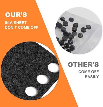 Felt Cabinet Door Bumpers-Small Felt Pads for Cabinet Doors, 3/8" Diameter 200PCS, 3mm Thick Self Adhesive Black