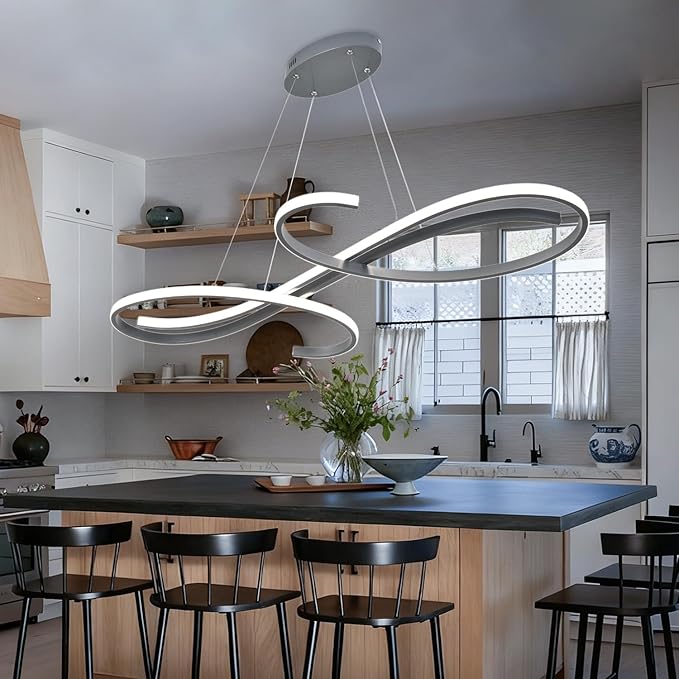 Modern Led Pendant Light,Dimmable Led Pendant Lights Kitchen Island Lighting Color Temperature 3000K-4000K-5000K Creative Design Kitchen Light Fixture Adjustable Hanging Lamps