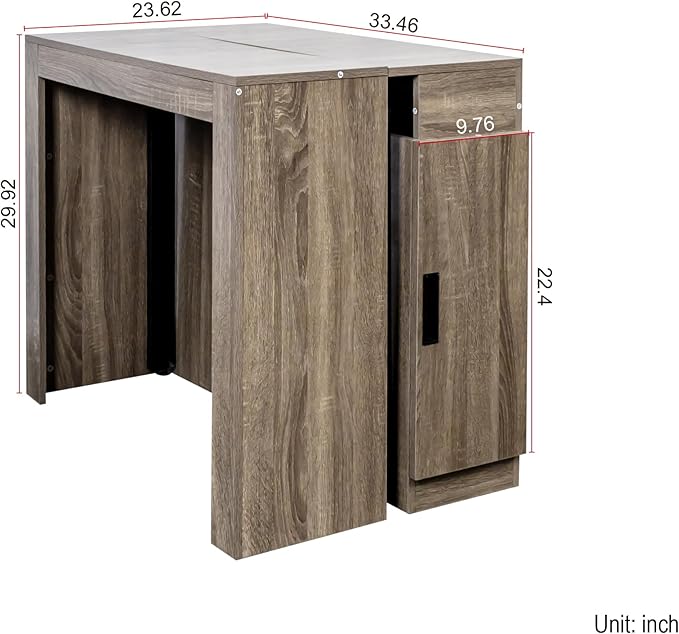 Modern Extendable Dining Table for 4-6 People with Outlet, Multifunctional Foldable Dinner Kitchen Table with Storage, Brown