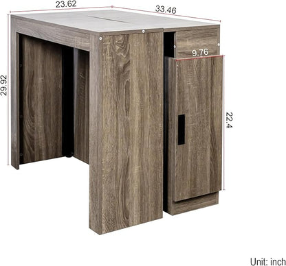 Modern Extendable Dining Table for 4-6 People with Outlet, Multifunctional Foldable Dinner Kitchen Table with Storage, Brown