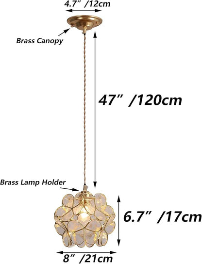Bieye L10744 Petals Tiffany Style Stained Glass Ceiling Pendant Light with 8-inch Wide Lampshade (Clear, 8" Cherry Blossom)