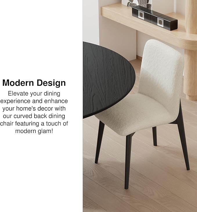 Casaphoria Dining Chairs Set of 2, Modern Fabric Kitchen Chairs with Black Wood Legs, Comfortable Dining Room Side Chairs for Home, Living Room, Restaurant