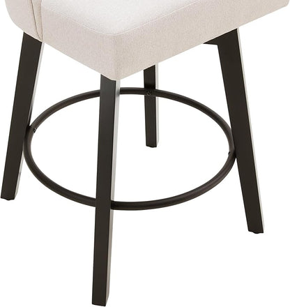 KISLOT Swivel Counter Height Bar Stools Set of 4, 26" Upholstered Fabric Barstools with Back, Thick Seat and Square Solid Wood Legs for Kitchen Island Home Bar, Beige