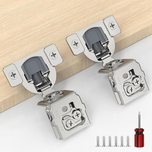 Furniware 30 Pack 15 Pairs 1-1/2 inch Overlay Soft Close Hinges for Face Frame Kitchen Cabinet Hinges Satin Nickel - 3 Way Adjustability Concealed Soft Close Hinges Damper Self Closing