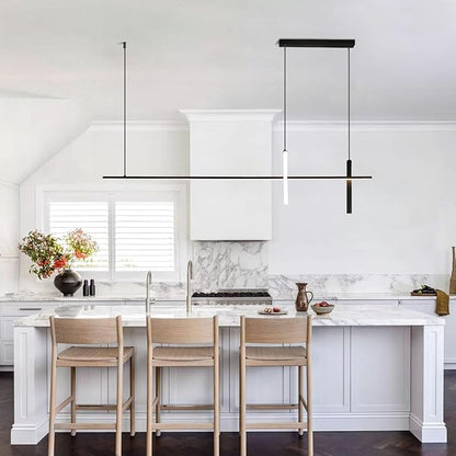 KCO Pendant Light, Modern Linear LED Island Light Fixture, Dimmable, Black, 39.4x63 inches, Kitchen Island, Living Room, Bedroom, Industrial