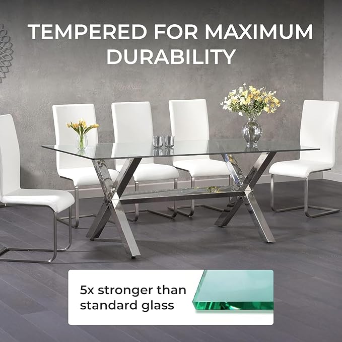Tempered Glass Table Top Rectangle - 1/2 Inch Thick Heavy Duty for Dining Coffee Tables Desks - Flat Polish Edge Safe Corners Custom Cut - 30" X 60"