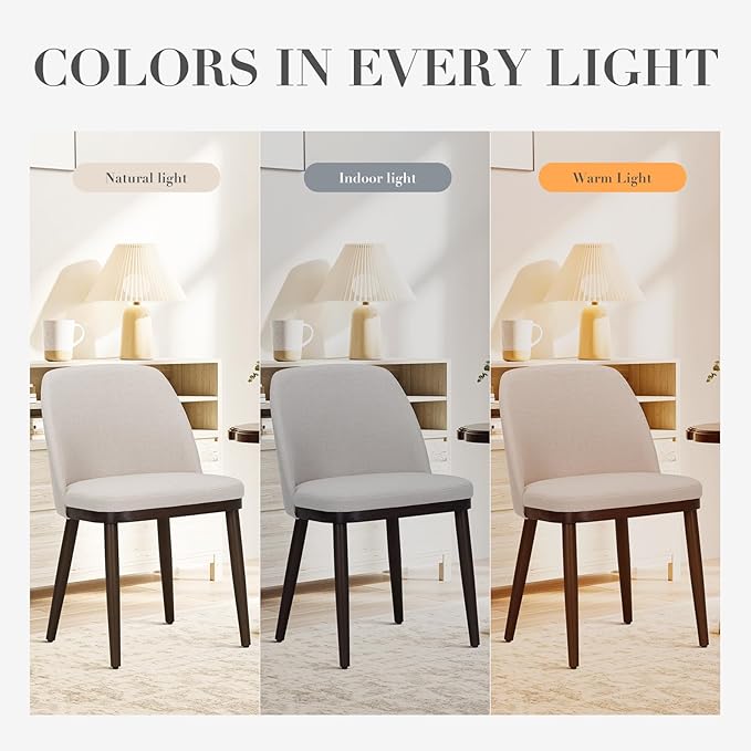 COLAMY Upholstered Dining Chairs Set of 4, Modern Kitchen Chairs with Back, Fabric Side Dining Room Chairs with Wood Legs for Kitchen Dining Room Restaurant, Beige