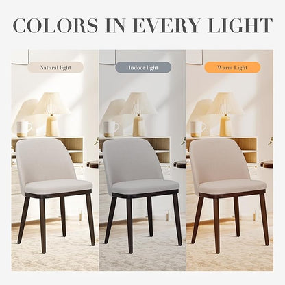 COLAMY Upholstered Dining Chairs Set of 6, Modern Kitchen Chairs with Back, Fabric Side Chair with Wood Legs for Dining Room Kitchen Restaurant, Beige