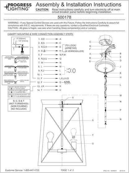 Progress Lighting P500178-143 Briarwood Collection Four-Light Hall and Foyer, Graphite