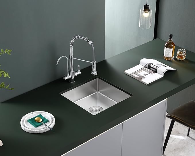 20 x 16 Inch Undermount Kitchen Sink - MENATT 18 Gauge Stainless Steel Handmade Single Bowl Kitchen Sink 6 inch Deep Basin Bowl, Brushed