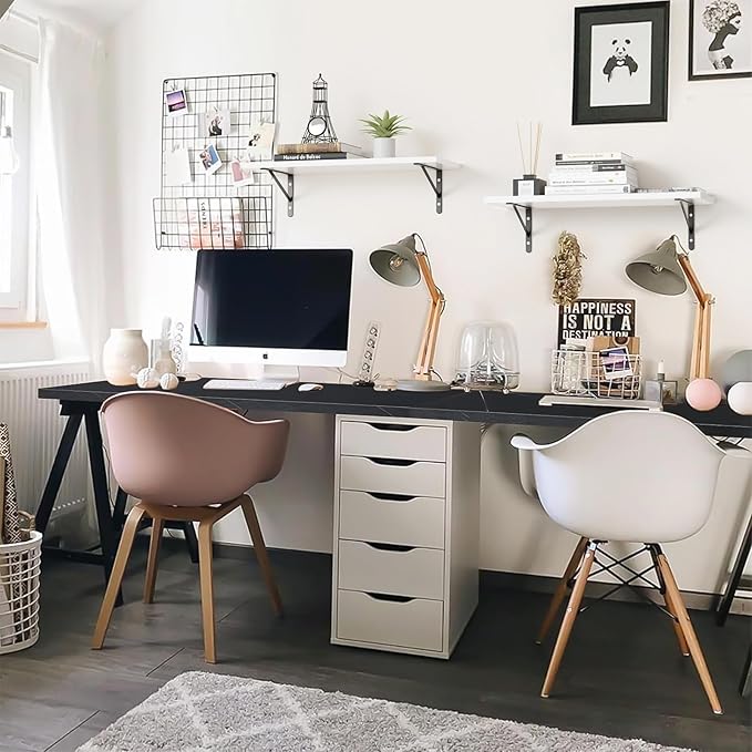 Kaboon 42x20 inches Tabletop, Solid One-Piece Desktop for Sit Stand Desk, Double Desks, L Desk DIY,Wood Countertop Home or Commercial Use,1 inch Thick, Could Atlas/Black Marble, 20" D x 42" W