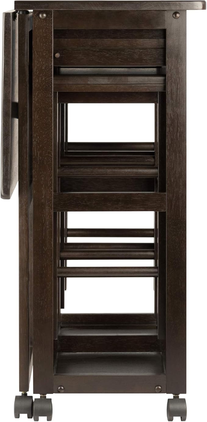 Winsome Suzanne Kitchen Table Set with Stools, 33" in Coffee, Convenient Sturdy Mobile Kitchen & Dining Room Table & Chairs with Storage for Small Spaces, Dorms, Apartments