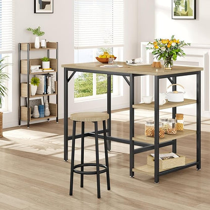 IBUYKE 40”H Bar Table with 3 Storage Shelves, High Dining Table for Kitchen, Counter Table, Industrial Standing Computer Desk UTMJ054Y