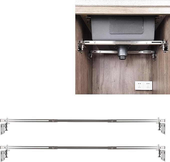 CPT-4 Undermount Sink Supports Brackets Adjustable Stainless Steel Installation Kit for Heavy Duty Undermount Kitchen Sink (36-51 inches（91-130cm）)