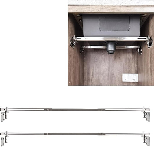 CPT-4 Undermount Sink Supports Brackets Adjustable Stainless Steel Installation Kit for Heavy Duty Undermount Kitchen Sink (36-51 inches（91-130cm）)