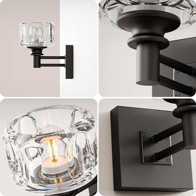 Matte Black Bathroom Wall Sconces 1-Light Wall Sconce Farmhouse Bathroom Sconces(3.7 pounds)