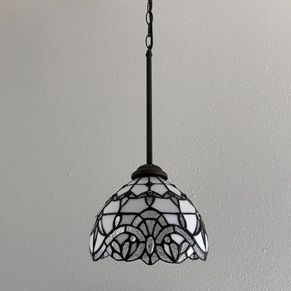 Tiffany Mini Hanging Lights White Stained Glass Baroque Style Lavender LED Bulb Included for Kitchen Island Counter Dining Room Hallway Hotel Café 8" W*60" H