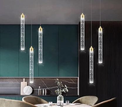 Pendant Lights Kitchen Island Mini Chandelier Gold Pendant Light Crystal Light fixtures Adjustable Hanging Ceiling Hanging Lights Bubble Mini Crystal Ceiling Light for Dining Room Bedroom 2700K 6000K