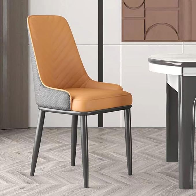 Accent Dining Chairs, PU Leather Chairs, Sleek Black Metal Legs for Living Room/Kitchen Island
