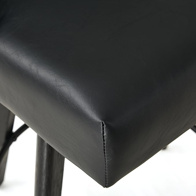Counter Height Bar Stools Set of 2, Swivel Barstools with Backs and Wood Legs, Faux Leather Upholstered Counter Stools for Kitchend Island, Mid-Century Modern 26" Seat Height Bar Chairs, Black